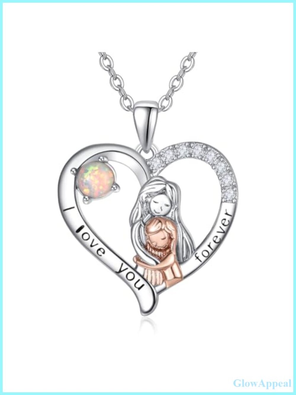Sterling Silver Opal Heart Mother Necklace 925 Adjustable Chain